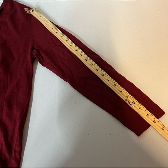 J Jill Sweater Women's Burgundy Red wool blend Knit Cardigan Button up medium - Picture 12 of 13